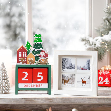 Christmas Countdown Advent Calendar – 24 Days Wooden Santa & Elk Ornaments