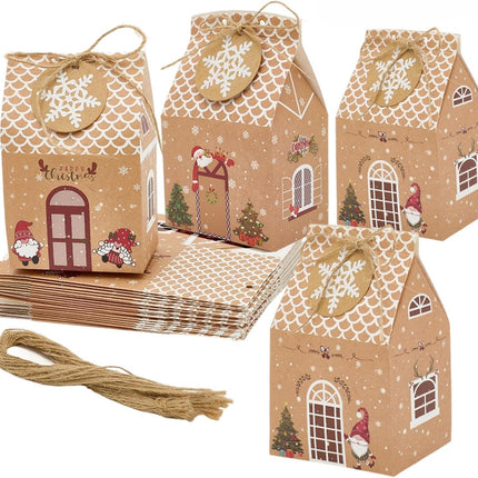 24 Pcs Christmas Gift Boxes – Candy House Style Goodie Bags for Holiday Treats