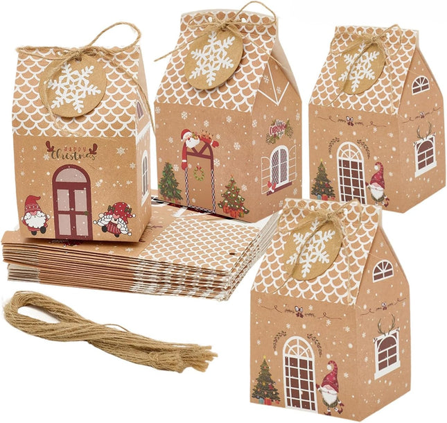 24 Pcs Christmas Gift Boxes – Candy House Style Goodie Bags for Holiday Treats