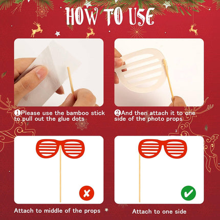 32PCS Christmas Photo Booth Props – Fun Holiday Selfie Props for Kids & Adults