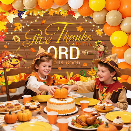 Thanksgiving Photo Backdrop – “Give Thanks to The Lord,” Autumn Decor