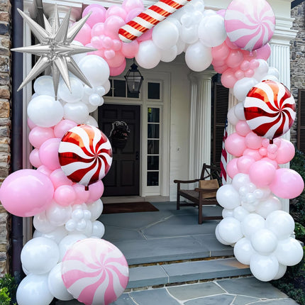 115-Pcs Christmas Balloon Garland Kit – Pink, White & Silver Xmas Decor