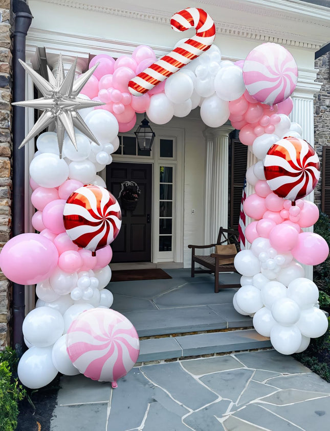 115-Pcs Christmas Balloon Garland Kit – Pink, White & Silver Xmas Decor