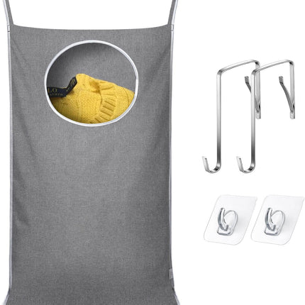 Grey Hanging Laundry Bag – 20x30" Storage for Clothes, Toys & Blankets