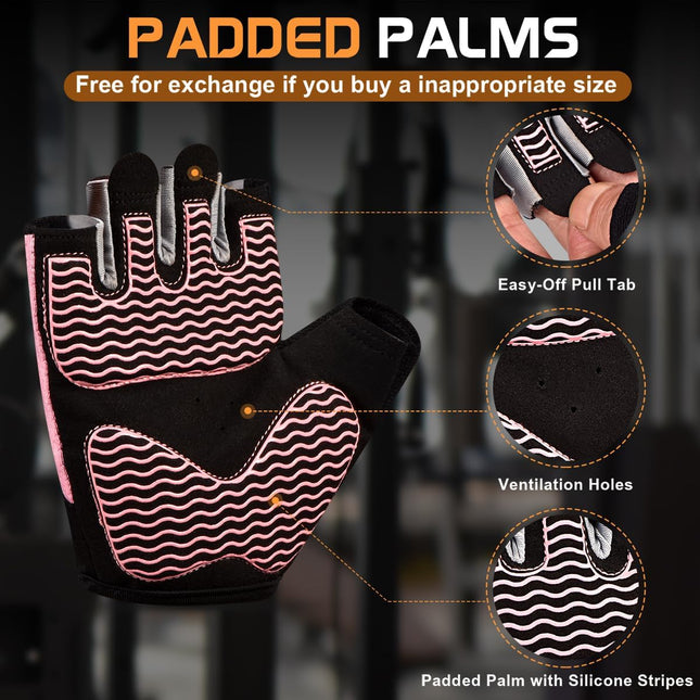 Workout Gloves for Women with Non-Slip Silicone Padding for Gym Training