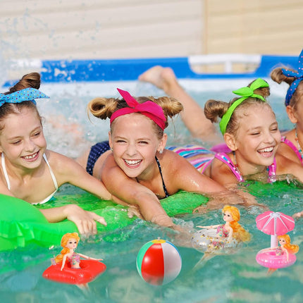 6 Pcs Pool Floaties for 11.5" Girl Dolls – Swim Accessories & Party Ring Coasters