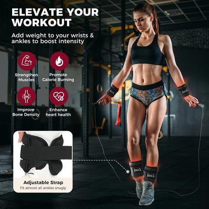 Adjustable Ankle Wrist Weights Pair for Walking, Running & Fitness Training