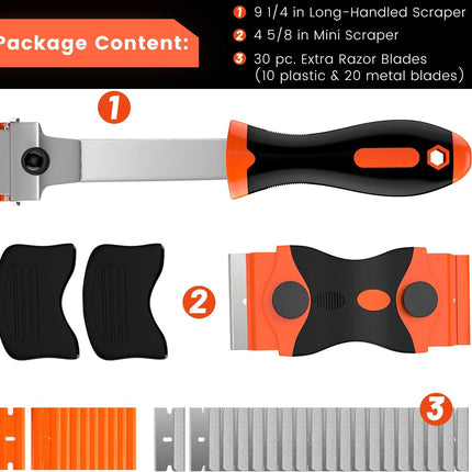 2 PCS Razor Blade Scraper – Tool for Removing Labels, Stickers, Grease & Tint