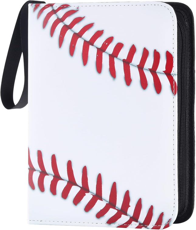 Baseball Card Binder Holds 400 Cards, 4 Pocket Album with Zipper and PU Leather Cover