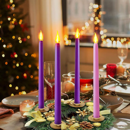 Battery Operated Flickering Candles – 4PCS Advent Wreath Home Decor