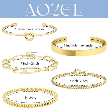 Gold Silver Plated Tennis Bracelet Set for Women Stack Bangle Cuff Non Tarnish