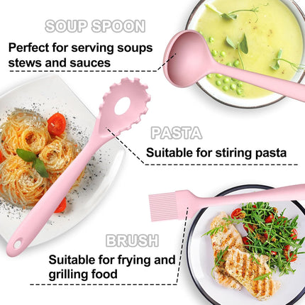 22pcs Pink Silicone Kitchen Utensil Set Heat Resistant Dishwasher Safe Tools