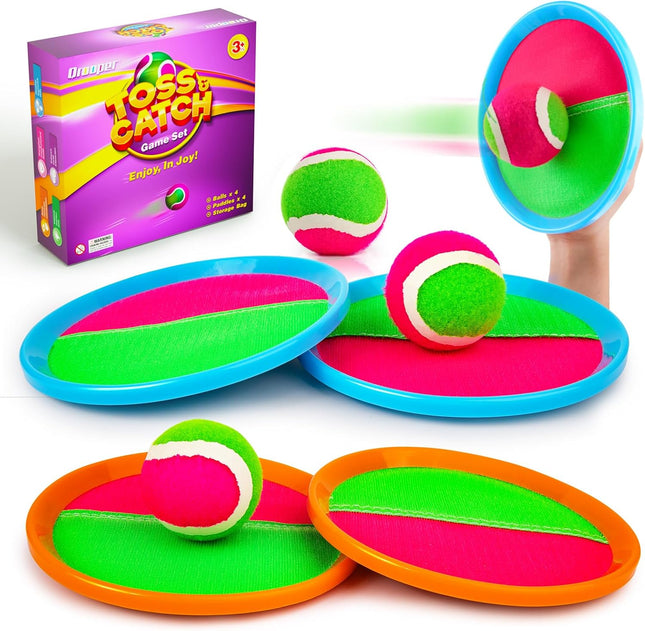Toss and Catch Ball Game Set – Sticky Paddle Toy for Kids, Indoor/Outdoor Fun