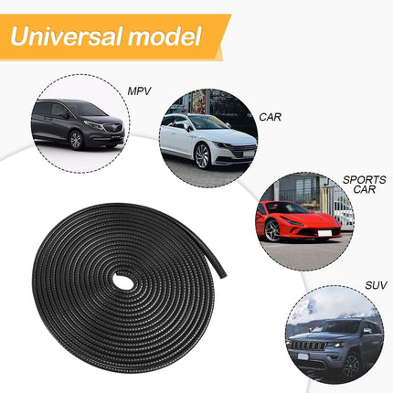 Car Door Edge Guards – 16Ft U-Shape Rubber Seal, Aluminum Weatherproof Trim (Black)