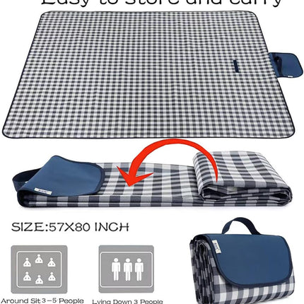 Large Picnic Blanket 80x60", Waterproof Sandproof Foldable Mat for Camping & Beach