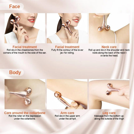 3D Face Roller Set, Stainless Steel Facial Massager & Eye Cream Applicator, 2-in-1