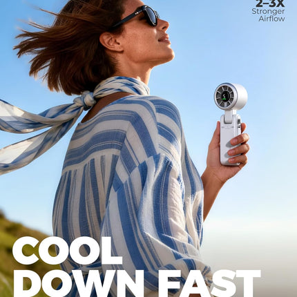 Portable Handheld Turbo Fan, 5-Speed Wind, 12H Battery, 3-in-1 Cooling Fan
