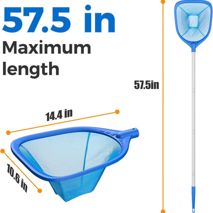 Swimming Pool Skimmer Net 57" with 4-Section Telescopic Aluminum Pole