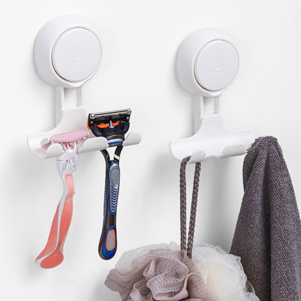 2 Pack Razor Holder Shower Hooks with Powerful Suction Cups for Bathroom