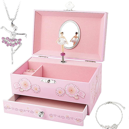 Kids Pink Musical Jewelry Box – Swan Lake Music, Ballerina Jewelry Set