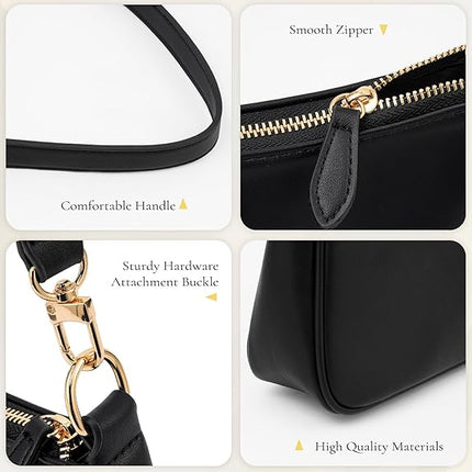 Women’s Small Leather Hobo Purse Shoulder Bag with Removable Strap