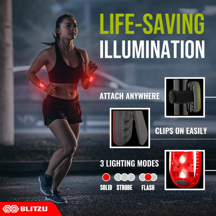 4 Pack LED Safety Lights Clip On Reflective Lights for Night Walking