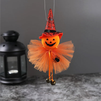 4-Piece Halloween Hanging Ornaments, Pumpkin Ghost Witch Black Cat Party Decor
