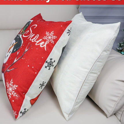 Christmas Decorations Set of 4 Double-Sided Print 18"x18" Pillow Covers with 8 Cute Designs