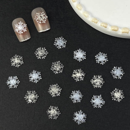 100pcs Snowflake Nail Art Charms – Iridescent Christmas Nail Decorations