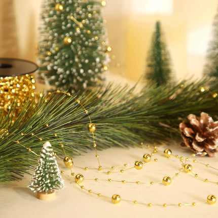 Artificial Pearl Beads Garland, 65.6 ft Plastic Beaded String for Christmas Tree Decor