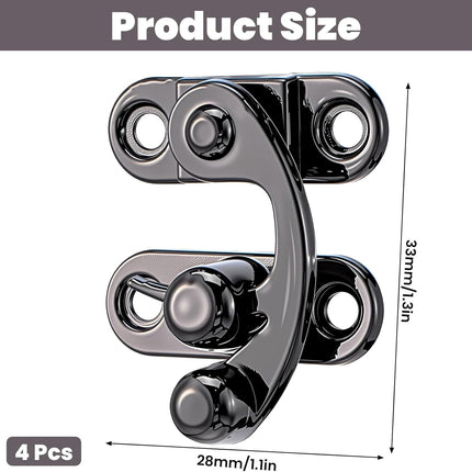 4-Piece Antique Black Hook Hasp Latch Set with Mounting Screws