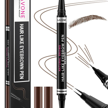 Eyebrow Pencil for Women – 2-in-1 Waterproof, Microblading & Brush, Dark Brown