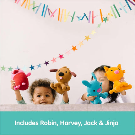 Plush Gift Pack – 4 Stuffed Animals with Cardboard Playhouse for Kids