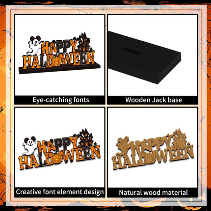 4-Piece Halloween Wooden Mouse Table Centerpieces, Ghost Pumpkin Party Decor
