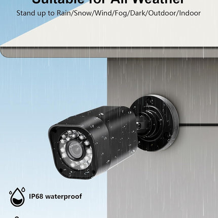 1080P Wired Security Camera System, 8CH DVR, 1TB HDD, 4x 5MP IP68 Cameras