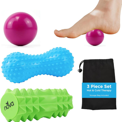3 in 1 Hot Cold Massage Roller Set for Foot Back Pain Trigger Therapy