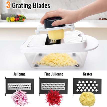 8 Blade Vegetable Chopper Mandoline Slicer with Container Onion Veggie Cutter