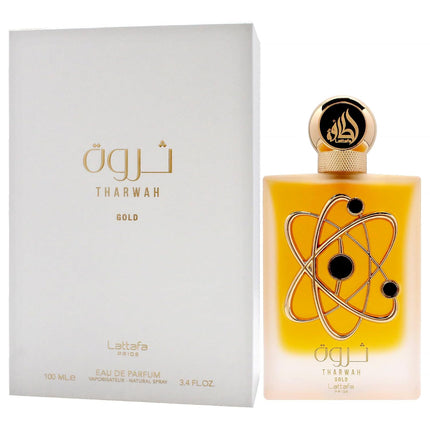 Lattafa Tharwah Gold Unisex Eau de Parfum 3.4 oz Sweet Floral Vanilla Fragrance