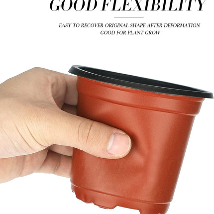 100pcs 4" Red Plastic Nursery Pots for Seedlings & Small Plants
