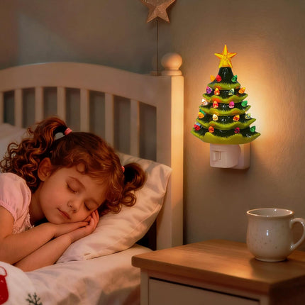 Ceramic Christmas Tree Night Light – Multicolor LED Tabletop Decor
