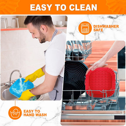 2-Pack 8" Silicone Air Fryer Liners – Reusable Inserts for 4–7 QT Fryers