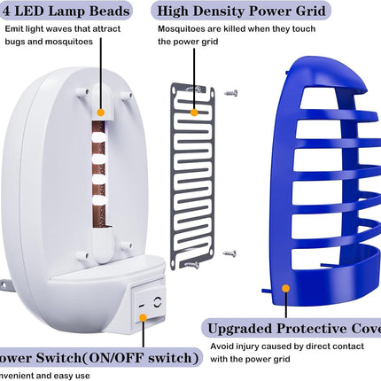 4 Pack Indoor Bug Zapper Mosquito Trap with LED Light for Home Office
