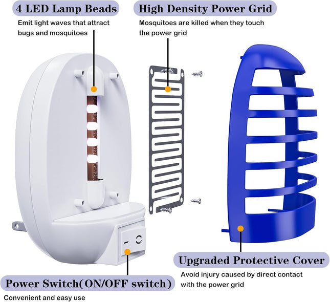 4 Pack Indoor Bug Zapper Mosquito Trap with LED Light for Home Office