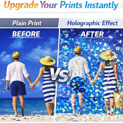 36 Sheets Holographic Sticker Paper, A4 Clear Waterproof Vinyl, 6 Styles for DIY Crafts