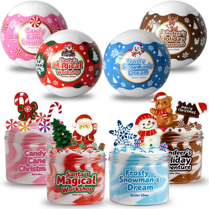 4PCS Holiday Slime Kit – Stocking Stuffers & Classroom Rewards for Kids