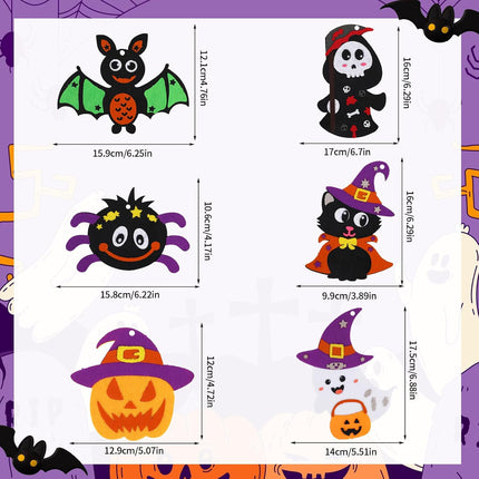 12-Pack Halloween Foam Craft Kits for Kids, Pumpkin Bat DIY Stickers Party Activity
