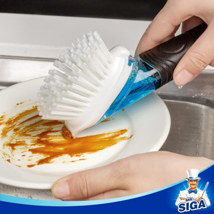 Soap Dispensing Dish Brush Kitchen Scrub Brush for Pots Pans Sink Black