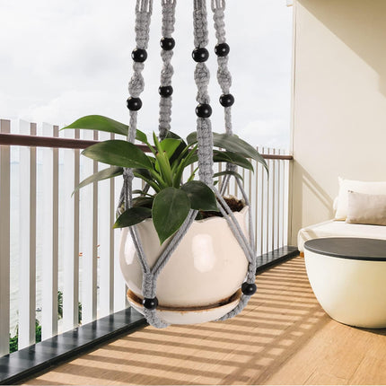 3 Pack Macrame Plant Hanger Set Indoor Outdoor Boho Planter Gray