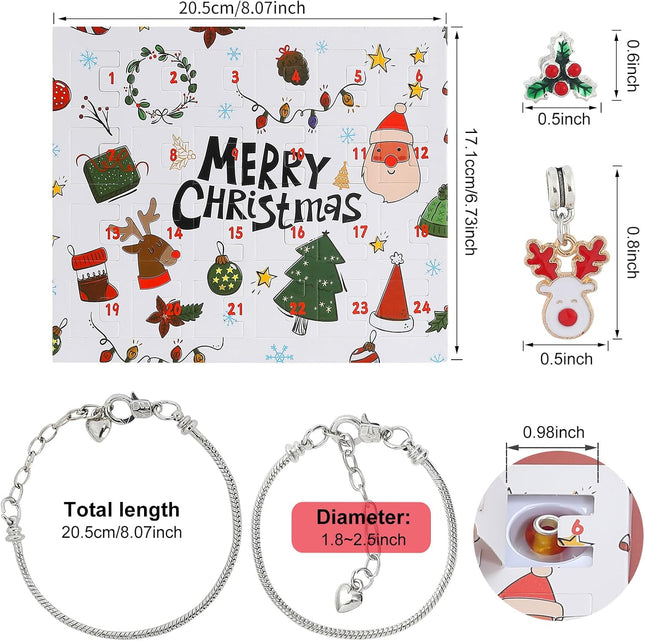Christmas Advent Calendar Bracelets 2025 – 24-Day Xmas Countdown DIY Jewelry Making Kit