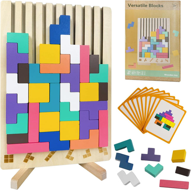 3D Wooden Stacking Puzzle Toy – Montessori Brain Teaser for Kids 4–6